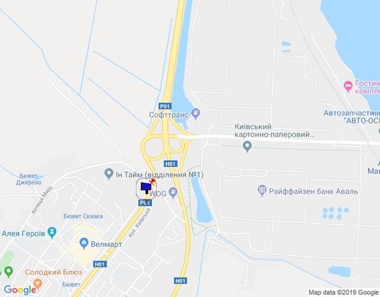 Схема рекламной плоскости по адресу м. Обухів, вул.Київська, 123