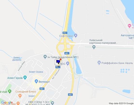 Схема рекламной плоскости по адресу м. Обухів, вул.Київська, 123