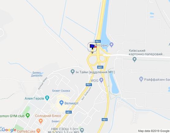 Схема рекламной плоскости по адресу м. Обухів, в'їзд в м. Обухів з вул. Промислової (з м. Українки), право