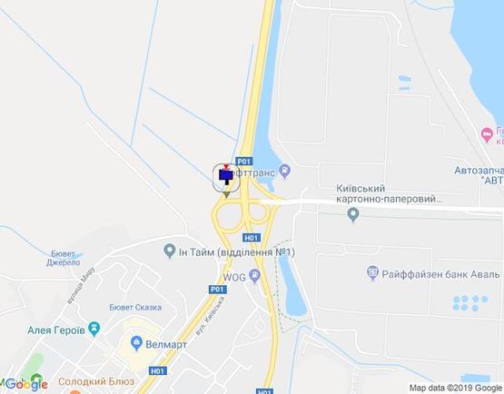 Схема рекламной плоскости по адресу м. Обухів, в'їзд в м. Обухів з м. Києва, ліво