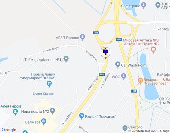 Схема рекламной плоскости по адресу м. Обухів, вул. Київська, в'їзд в Обухів з Києва, Українки,  право