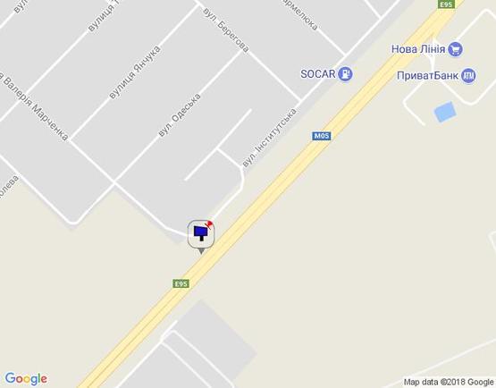 Схема рекламной плоскости по адресу с. Гатне, траса М-05 Київ-Одеса, км 14+580 право