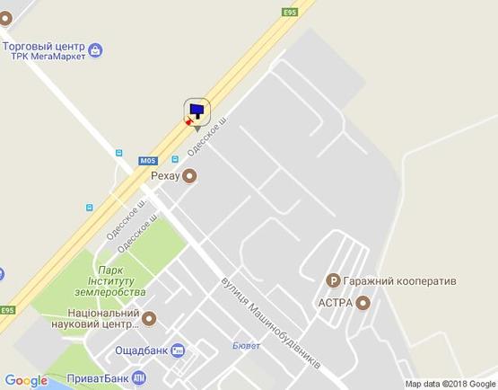 Схема рекламной плоскости по адресу с. Чабани, траса М-05 Київ-Одеса, км 14+940 ліво