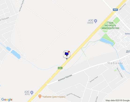 Схема рекламної площини за адресою с. Чабани, траса М-05 Київ-Одеса, км 16+090 право