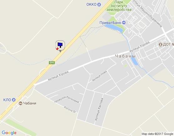 Схема рекламной плоскости по адресу с. Чабани, траса М-05 Київ-Одеса, км 16+090 право