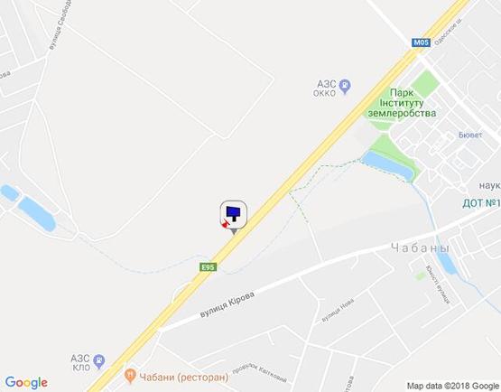 Схема рекламной плоскости по адресу с. Чабани, траса М-05 Київ-Одеса, км 16+090 право
