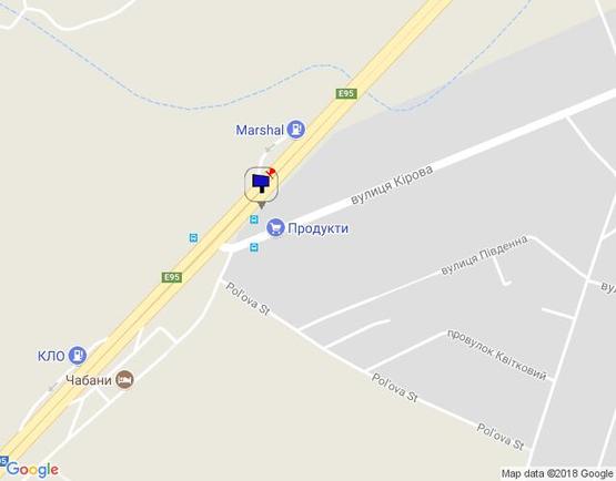 Схема рекламной плоскости по адресу с. Чабани, траса М-05 Київ-Одеса, км 16+485 ліво