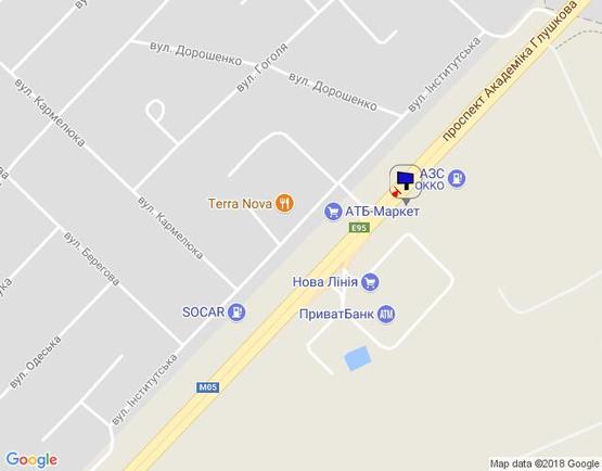 Схема рекламной плоскости по адресу м. Київ, проспект Академіка Глушкова, траса М-05 Київ-Одеса, км 13+800 ліво