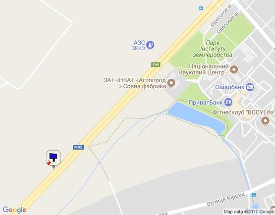 Схема рекламной плоскости по адресу с. Чабани, траса М-05 Київ-Одеса, км 15+960 право