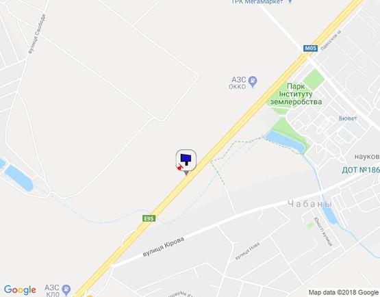 Схема рекламної площини за адресою с. Чабани, траса М-05 Київ-Одеса, км 15+960 право