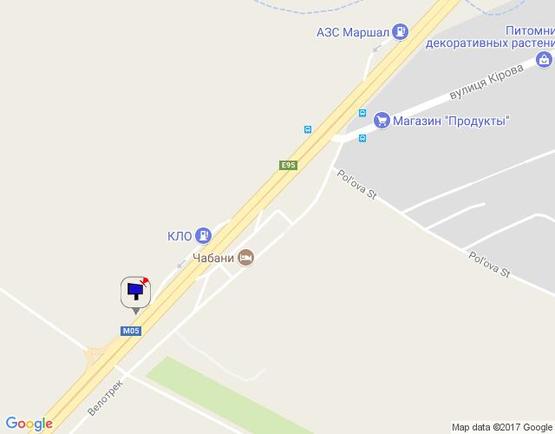 Схема рекламної площини за адресою с. Чабани, траса М-05 Київ-Одеса, км 17+030 право