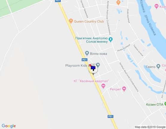 Схема рекламной плоскости по адресу Конча-Заспа, траса Р-02, км 31+100 ліво, котедж. Містечко "Олександрівське",   клініка "Health life"