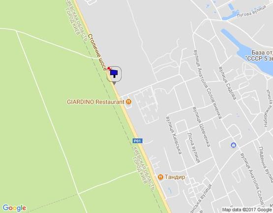 Схема рекламной плоскости по адресу Конча-Заспа, траса Р-02, км 28+950 ліво, котедж. містечко "РОМАНОВО", ресторан "Giardino", супермаркет "Wine Time"