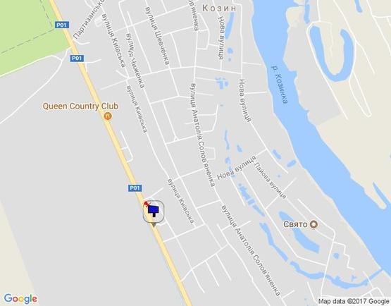 Схема рекламной плоскости по адресу Конча-Заспа, траса Р-02, км 31+040 право, котедж. містечко "Олександрівське",   клініка "Health life"