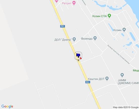 Схема рекламной плоскости по адресу Конча-Заспа, траса Р-02, км 32+150 право, поворот на с. П'ятихатки