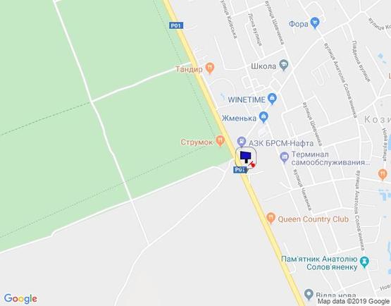 Схема рекламной плоскости по адресу Конча-Заспа, траса Р-02, км 30+150 ліво, перед  АЗС "БРСМ", перед супермаркетом "FAVORE"