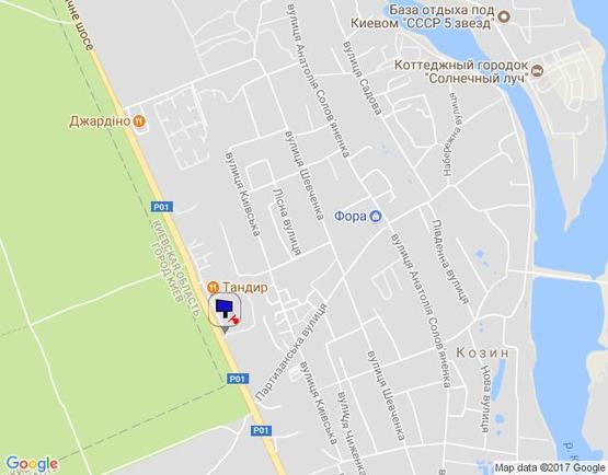 Схема рекламной плоскости по адресу Конча-Заспа, траса Р-02, км 29+600 ліво, котедж. містечко "РОМАНОВО", парковка ресторану "ТАНДИР"