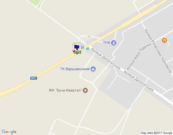 Схема рекламної площини за адресою м.Буча, траса М07, км 30+150 ліво,  вул. Нове Шосе- вул. Депутатська, ТК Варшавський, ЖК "Буча-Квартал"