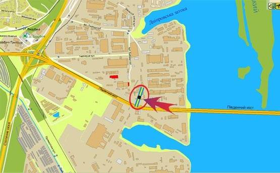 Схема рекламної площини за адресою Промышленная (южный мост) 9/2 (А) (разделитель) на Харьковскую пл