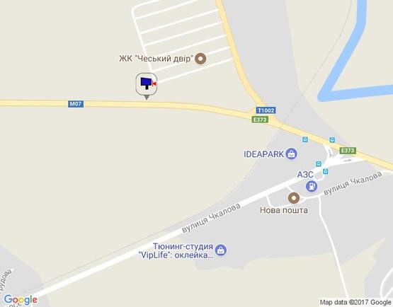 Схема рекламної площини за адресою м. Буча, траса М07, км 24+600 право, вул. Шевченка, заїзд до ЖК "Авіатор", виїзд з Ірпеня, Гостомеля в Бучу