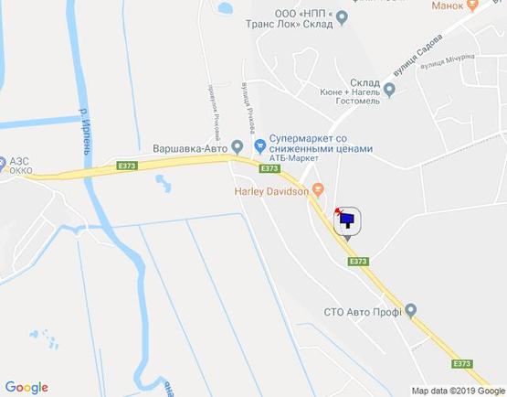 Схема рекламной плоскости по адресу смт. Гостомель, траса М-07 Київ-Ковель, км 22+500 право, вул. Кулішова, 33