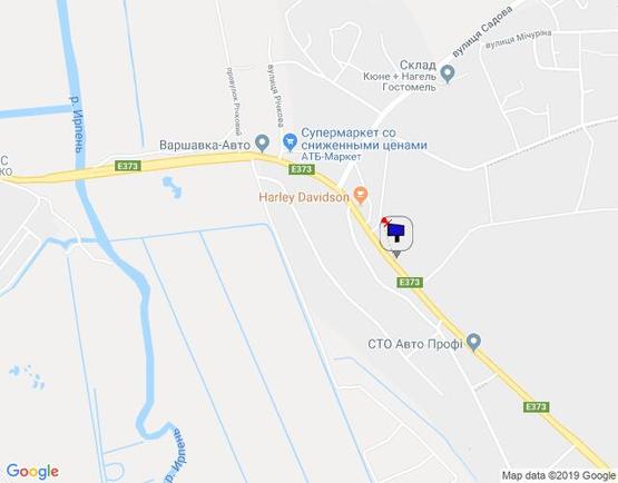 Схема рекламной плоскости по адресу смт. Гостомель, траса М-07 Київ-Ковель, км 22+500 право, вул. Кулішова, 33