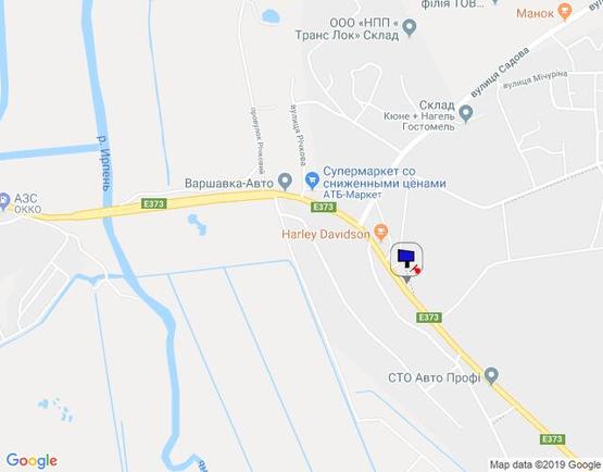 Схема рекламной плоскости по адресу смт. Гостомель, траса М-07 Київ-Ковель, км 22+650 право, вул. Кулішова, 39