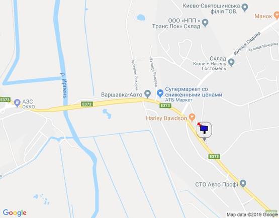 Схема рекламной плоскости по адресу смт. Гостомель, траса М-07 Київ-Ковель, км 22+650 право, вул. Кулішова, 39