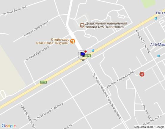 Схема рекламной плоскости по адресу м. Буча, траса М07, км 29+300 ліво, вул. Нове шосе- вул. Б.Хмельницкого, світлофор, ЖК "Гранд Бурже"