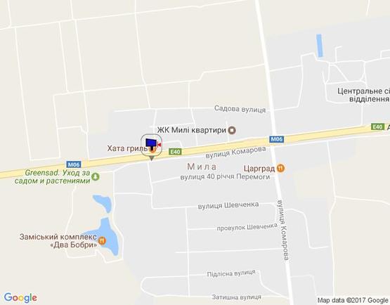 Схема рекламної площини за адресою с. Мила, траса М-06 Київ-Чоп (Житомир), км 26+300 ліво