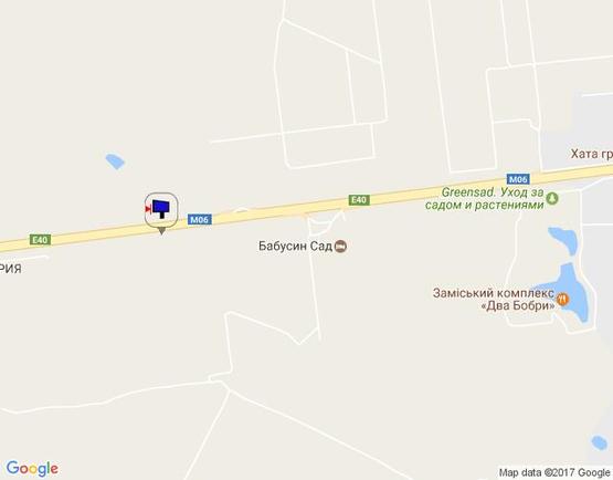 Схема рекламной плоскости по адресу с. Мила, траса М-06 Київ-Чоп (Житомир), км 27+900 ліво