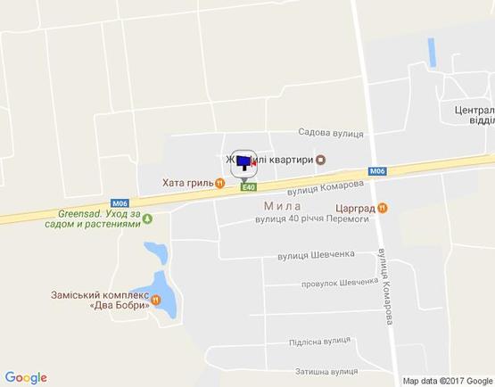 Схема рекламной плоскости по адресу с. Мила, траса М-06 Київ-Чоп (Житомир), км 26+200 право