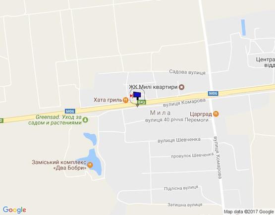 Схема рекламної площини за адресою с. Мила, траса М-06 Київ-Чоп (Житомир), км 26+200 ліво