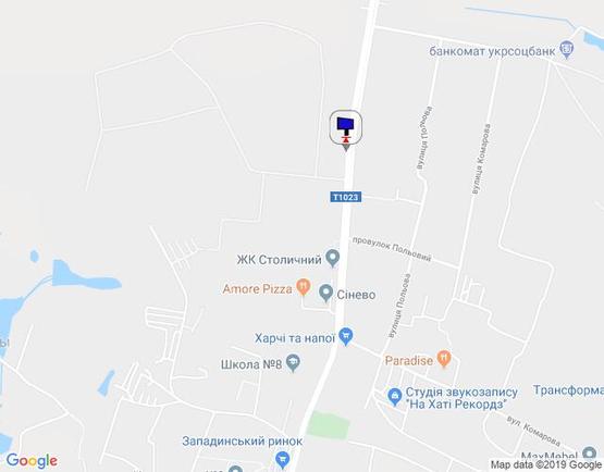 Схема рекламної площини за адресою м. Васильків, вул. Декабристів, навпроти 276, за КПП, виїзд в сторону Києва