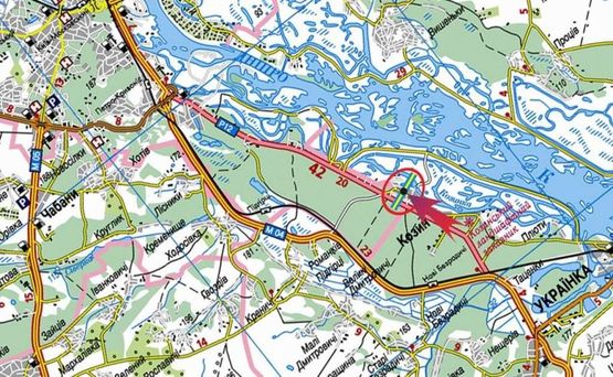 Схема рекламной плоскости по адресу Конча Заспа (А) - пов на сан Жовтень (второй от поворота) на Киев