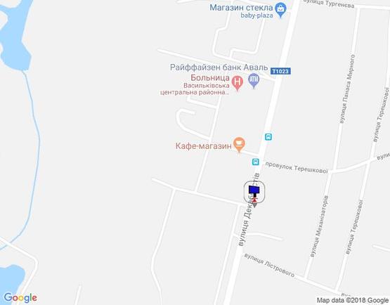 Схема рекламної площини за адресою вул. Декабристів, 78, перед автобусною зупинкою, перед васильківською районною лікарнею