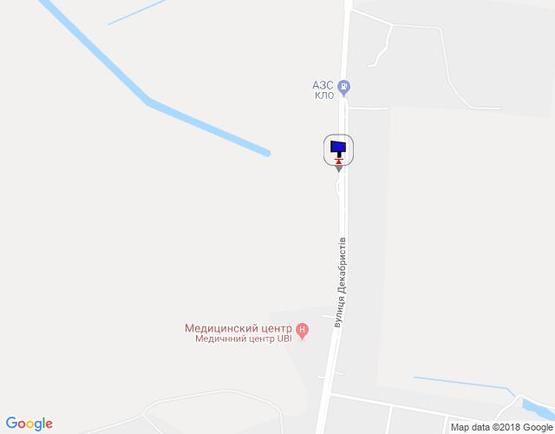 Схема рекламної площини за адресою вул. Декабристів, навпроти 384, за АЗС МОТТО, перед АЗС КЛО