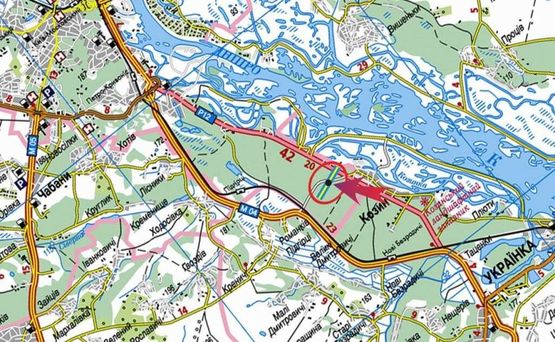Схема рекламной плоскости по адресу Конча Заспа (В)-второй от КП - на Киев