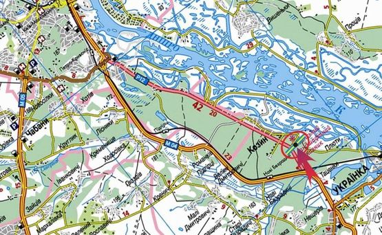 Схема рекламної площини за адресою Конча-Заспа/котеджный городок Сосновый Бор (А) в Киев