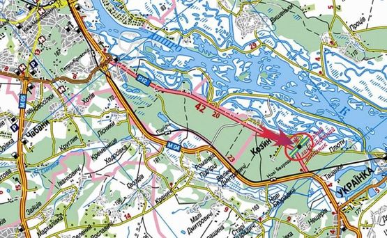 Схема рекламної площини за адресою Конча-Заспа/котеджный городок Сосновый Бор (В) из Киева