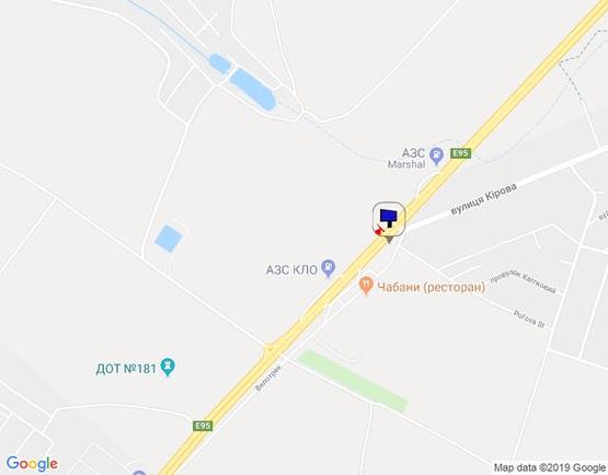 Схема рекламной плоскости по адресу с. Чабани, траса М-05 Київ-Одеса, км 16+630 ліво