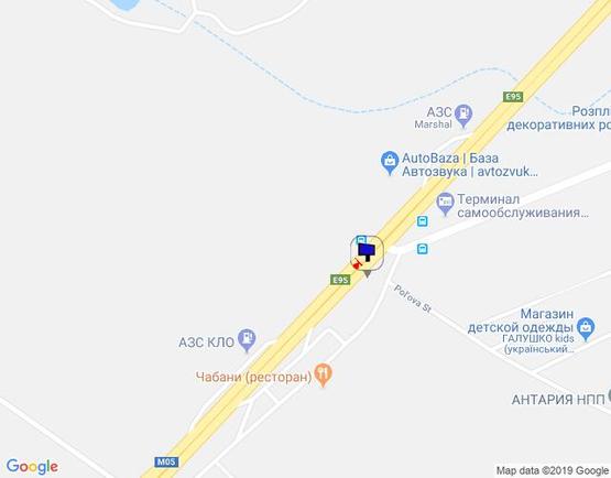 Схема рекламной плоскости по адресу с. Чабани, траса М-05 Київ-Одеса, км 16+630 ліво