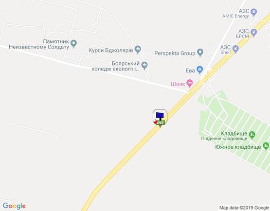 Схема рекламной плоскости по адресу с. Віта-Поштова, траса М-05 Київ-Одеса, км 22+365 ліво