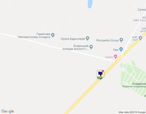 Схема рекламной плоскости по адресу с. Віта-Поштова, траса М-05 Київ-Одеса, км 22+365 ліво