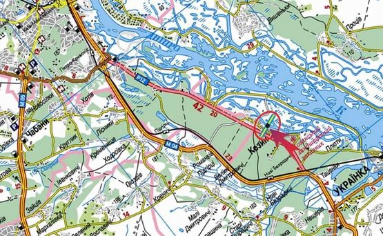 Схема рекламної площини за адресою Конча Заспа /поворот на "Козин" (А) в Киев