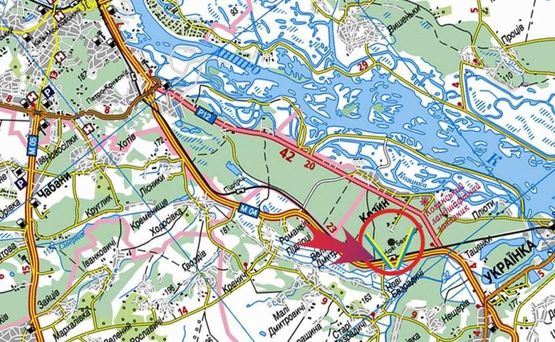 Схема рекламной плоскости по адресу новая Обуховская трасса/с.Безрадичи (В) на Обухов
