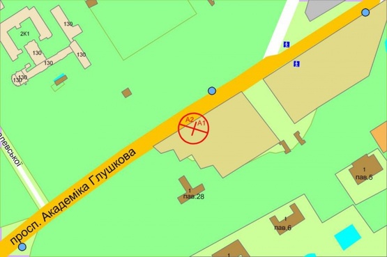 Схема рекламной плоскости по адресу Глушкова проспект (возле забора ВДНХ)