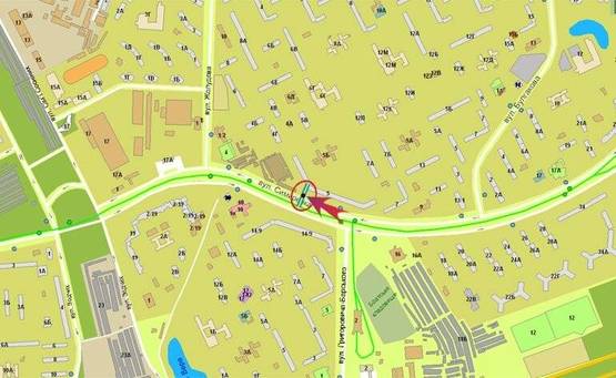 Схема рекламной плоскости по адресу Симиренко 5 (Борщаговка (А)) рынок) к скоростному трамваю