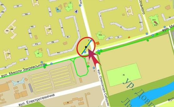 Схема рекламной плоскости по адресу Закревского/Сабурова/на углу дома 49/1 (А)