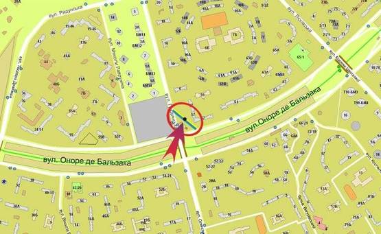 Схема рекламної площини за адресою О.Бальзака 57/Градинская (А)
